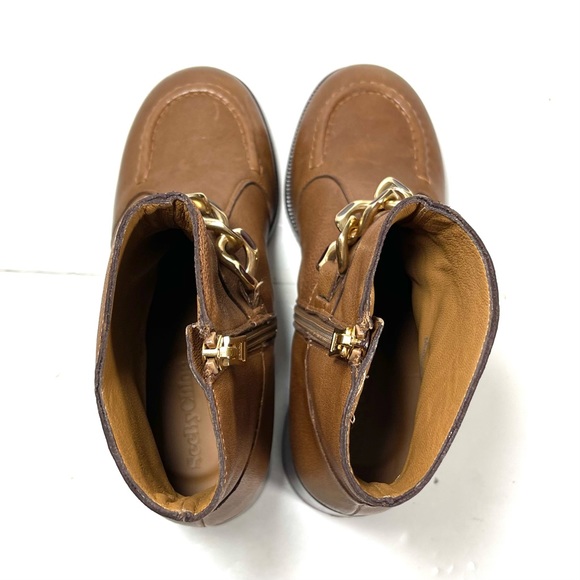 See By Chloe Mahe Women’s Ankle Boots Brown Gold Chain Embellished Size 36 US 5 - Picture 8 of 12